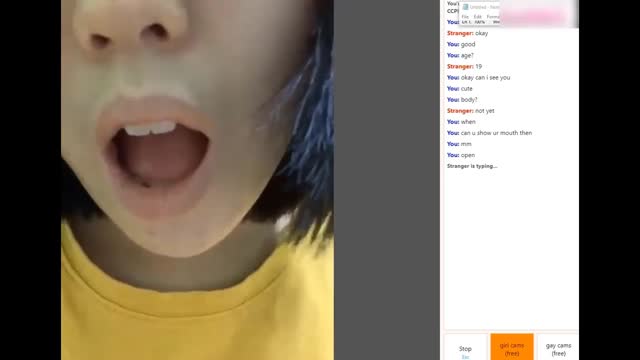 [omegle] Asian Teen Mouth & Tongue Play 4 Cum